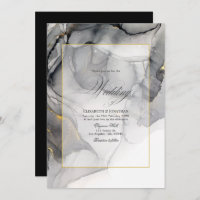 Einladung zur Hochzeit von Black and Gold Alcohol