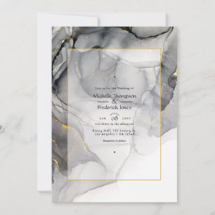 Einladung zur Hochzeit von Black and Gold Alcohol