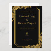 Einladung zur Hochzeit von Black and Gold Luxury (Vorne/Hinten)