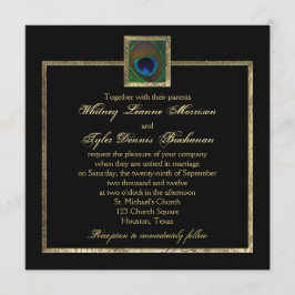 Einladung zur Hochzeit von Black and Gold Peacock