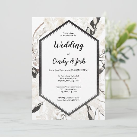 Einladung zur Hochzeit von Black Boho (Stehend Vorderseite)