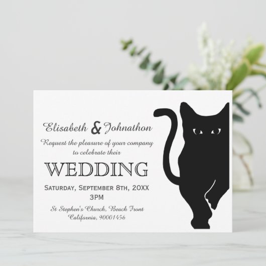 Einladung zur Hochzeit von Black Cat (Stehend Vorderseite)