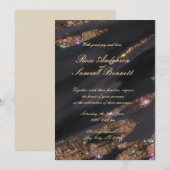 Einladung zur Hochzeit von Black Glitzer (Vorne/Hinten)