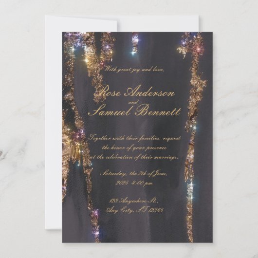 Einladung zur Hochzeit von Black Glitzer (Vorderseite)