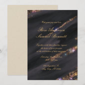 Einladung zur Hochzeit von Black Glitzer (Vorne/Hinten)