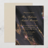 Einladung zur Hochzeit von Black Glitzer (Vorne/Hinten)