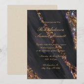 Einladung zur Hochzeit von Black Glitzer (Vorne/Hinten)