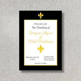 Einladung zur Hochzeit von Black & Gold-Lilie