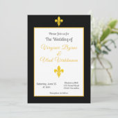 Einladung zur Hochzeit von Black & Gold-Lilie (Stehend Vorderseite)