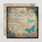 Einladung zur Hochzeit von Blauem Vintagem Schmett (Vorne/Hinten)