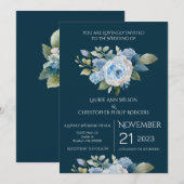 Einladung zur Hochzeit von Blauer Flora (Vorne/Hinten)