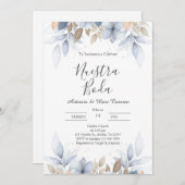 Einladung zur Hochzeit von Blauer Flora (Vorne/Hinten)