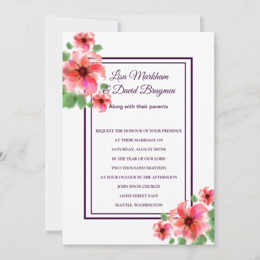 Einladung zur Hochzeit von Blume (Vorderseite)