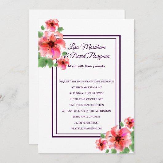 Einladung zur Hochzeit von Blume (Vorne/Hinten)