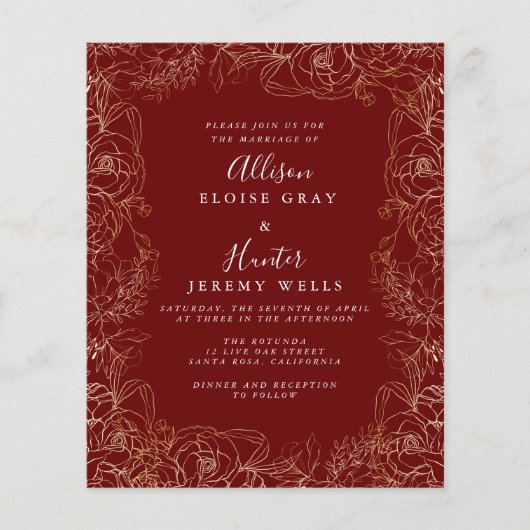 Einladung zur Hochzeit von Blumengold Flyer (Vorne)