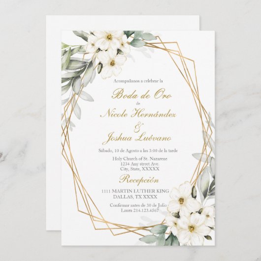 Einladung zur Hochzeit von Boda de oro (Vorne/Hinten)
