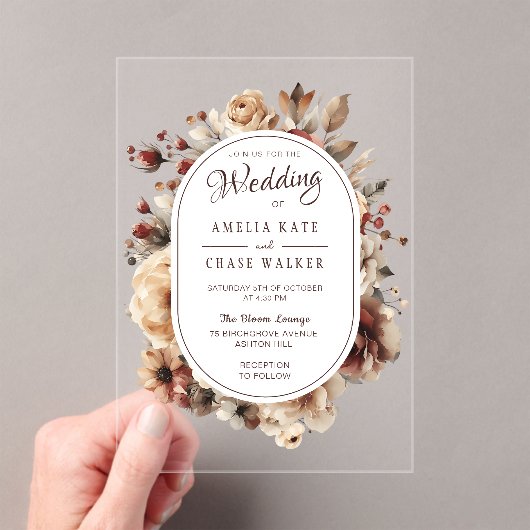 Einladung zur Hochzeit von Boho floralen Acrylrahm (Insitu (Handheld))