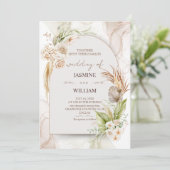 Einladung zur Hochzeit von Braunen und Creme (Stehend Vorderseite)