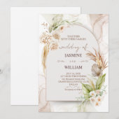 Einladung zur Hochzeit von Braunen und Creme (Vorne/Hinten)