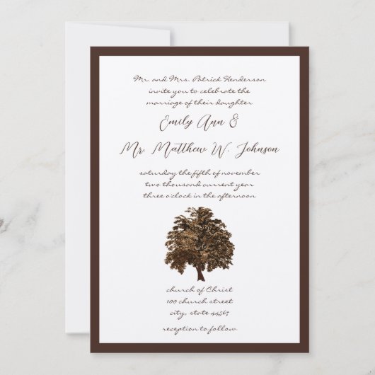 Einladung zur Hochzeit von Brown Oak Tree (Vorderseite)