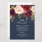 Einladung zur Hochzeit von Burgund Marsala Navy (Vorne/Hinten)