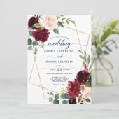 Einladung zur Hochzeit von Burgund Navy (Stehend Vorderseite)