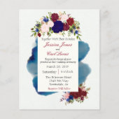 Einladung zur Hochzeit von Burgund-Navy-Floral-Was (Vorderseite)