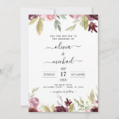 Einladung zur Hochzeit von Burgund Pink (Vorderseite)