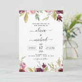 Einladung zur Hochzeit von Burgund Pink (Stehend Vorderseite)