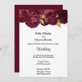 Einladung zur Hochzeit von Burgund und Gold (Vorne/Hinten)