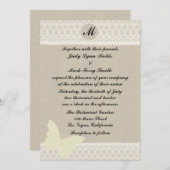 Einladung zur Hochzeit von Burlap- und Lace Monogr (Vorne/Hinten)