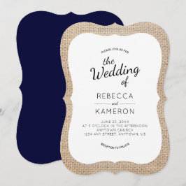 Einladung zur Hochzeit von Burlap- und Navy Blue B
