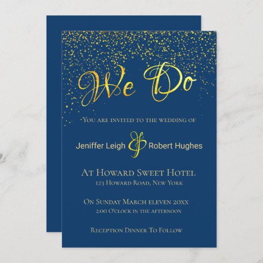 Einladung zur Hochzeit von Calligraphy Gold Foil (Vorne/Hinten)