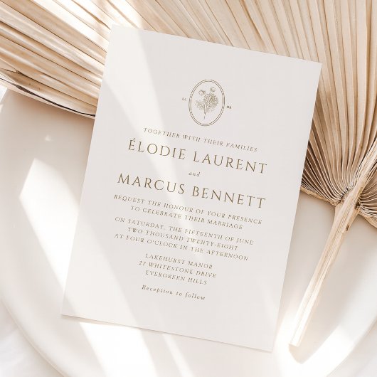 Einladung zur Hochzeit von Champagner Floral Oval 