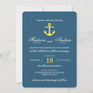 Einladung zur Hochzeit von Chic Navy und Yellow An