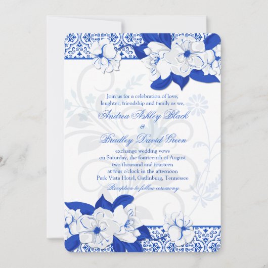 Einladung zur Hochzeit von Cobalt Blue und White F (Vorderseite)