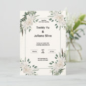 Einladung zur Hochzeit von Cream Green Floral (Stehend Vorderseite)