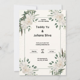 Einladung zur Hochzeit von Cream Green Floral