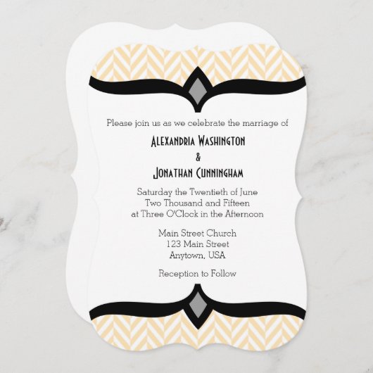 Einladung zur Hochzeit von Cream Ivory White Herri (Vorne/Hinten)