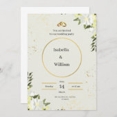 Einladung zur Hochzeit von Creme und Green (Vorne/Hinten)