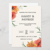 Einladung zur Hochzeit von Creme und Green Floral (Vorne/Hinten)