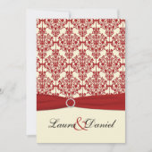 Einladung zur Hochzeit von Creme und Red Damask (Vorderseite)