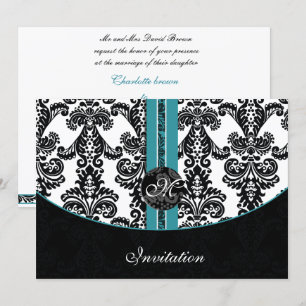 Einladung zur Hochzeit von Damask aqua