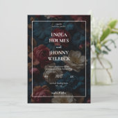 Einladung zur Hochzeit von Dark and Moody Blue Flo (Stehend Vorderseite)