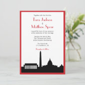 Einladung zur Hochzeit von DC Skyline - Rot (Stehend Vorderseite)