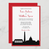 Einladung zur Hochzeit von DC Skyline - Rot (Vorne/Hinten)