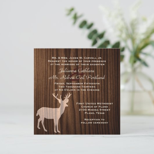 Einladung zur Hochzeit von Dunkelwald-Hirsch (Stehend Vorderseite)