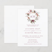 Einladung zur Hochzeit von Dusty Rose Monogram (Vorne/Hinten)