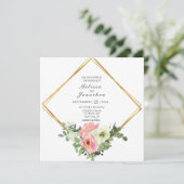 Einladung zur Hochzeit von Eggshell and Blush Flor (Stehend Vorderseite)