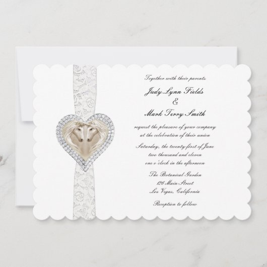 Einladung zur Hochzeit von Einhorn und Spitzen (Vorderseite)